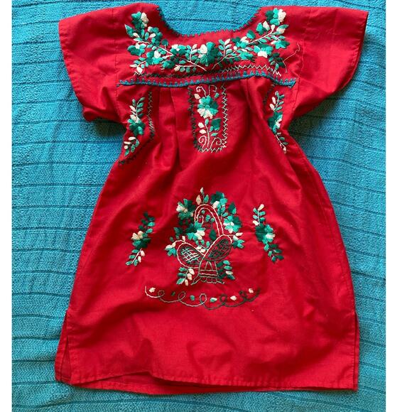 Embroidered Mexican Dress Toddler Size 2/3 ~ Boho Floral Tunic Top ~ Adorable! - Picture 1 of 5